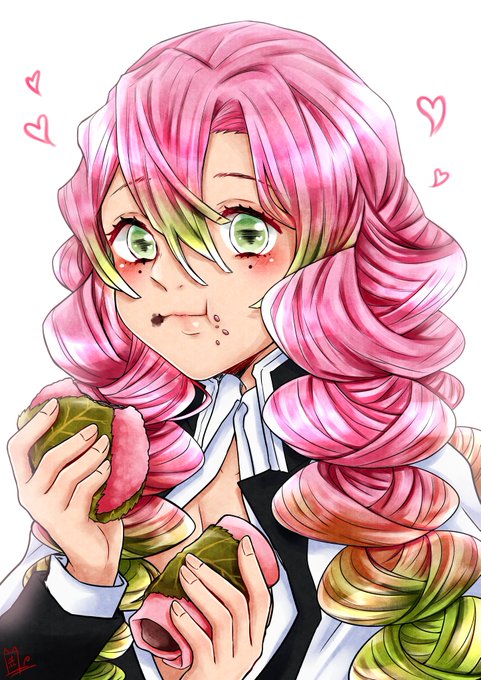 赤太郎skeb募集中さんがTwitterに投稿した甘露寺蜜璃(鬼滅の刃)のイラスト。