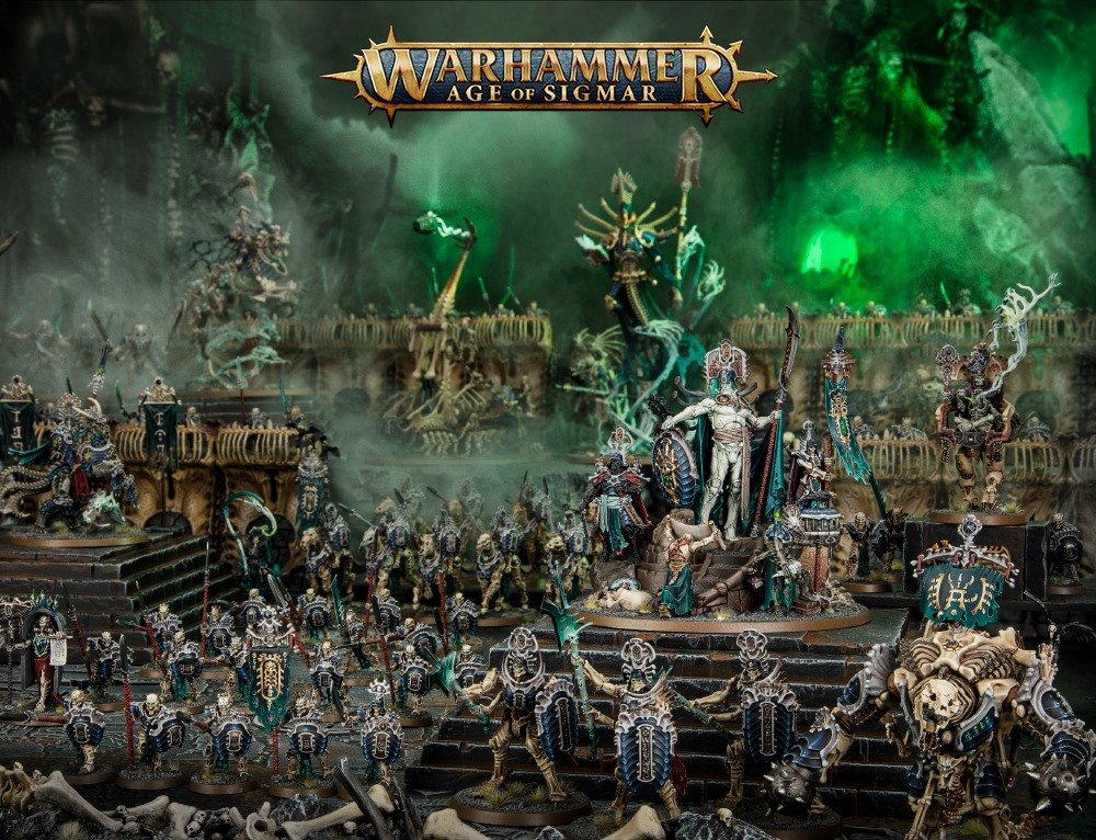 justplay_ian's tweet photo. I hope that this army isn't 90 skellies and Nagash|Mortarch|catapults. The big skellies and bone monster are excellent. Dracoth, caster, and coffin guy are excellent. Catapults are middling. The skeletons are... I guess as exciting as you can make them. #ageofsigmar #death2.0 https://t.co/xk0v4QJPhC