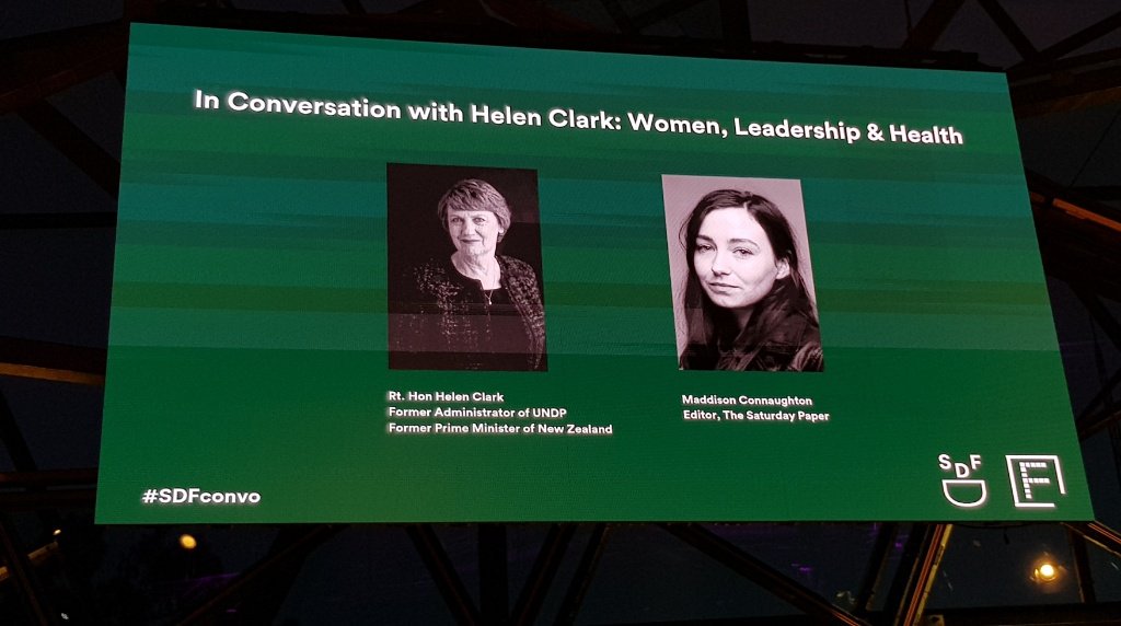 666Tweet's tweet photo. At #DeakinEdge in #FederationSquare @Melbourne to see @HelenClarkNZ in conversation with @madconnaughton. Women, Leadership and Health. #SDFconvo #nzpol https://t.co/uB1jmxh54J