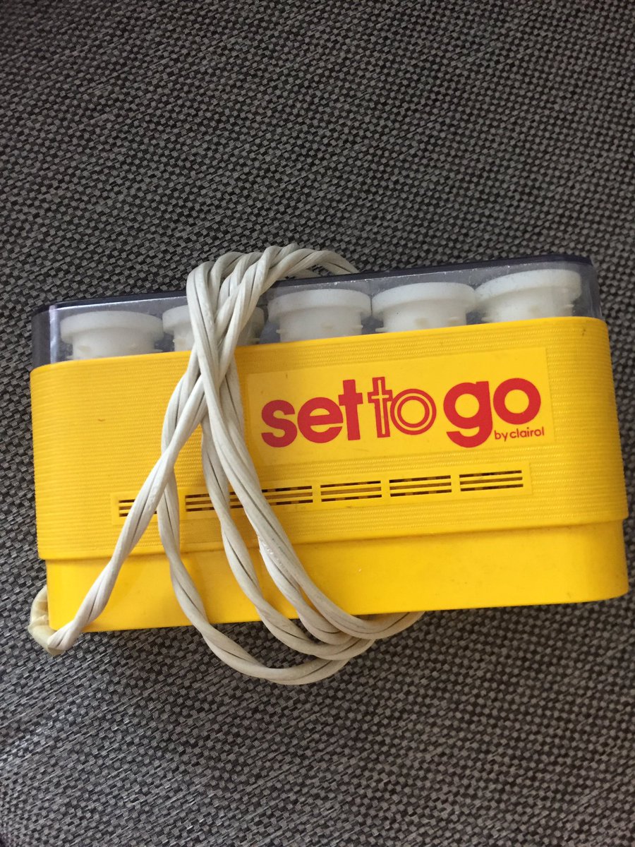 Eydie_Sperling's tweet photo. OK - so who still has one of these?? (in working order??) Providing hair relief since the early 80’s!  #clairol #settogo #hotcurlers https://t.co/Ue6t2Du7YX
