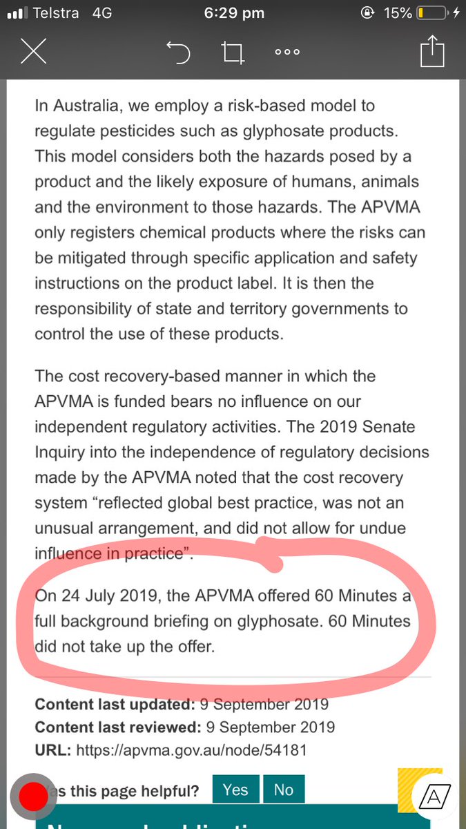 <a href="/afsnsw/">Fiona Simson</a> <a href="/gmopundit/">gmopundit (David Tribe Ph.D.) Vinceremo</a> <a href="/60Mins/">60 Minutes Australia</a> The APVMA offered a full briefing on glyphosate, but <a href="/60Mins/">60 Minutes Australia</a> declined. #selectivereporting