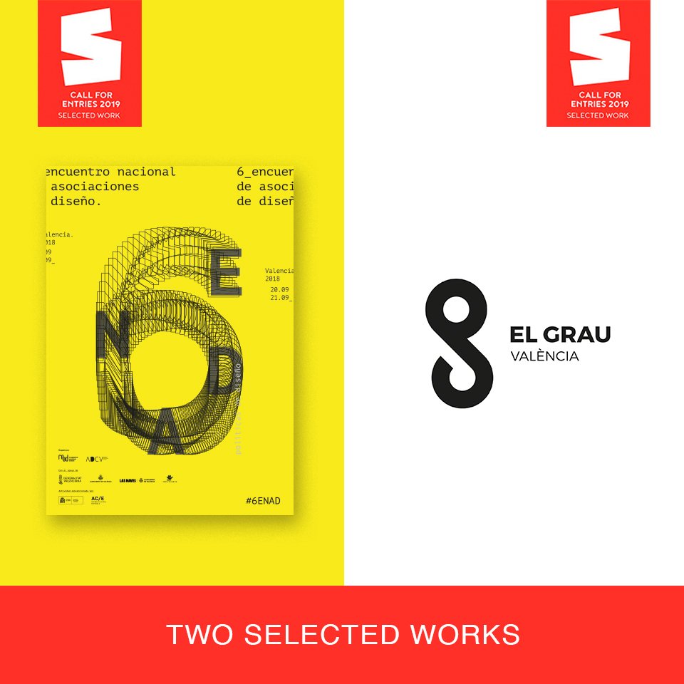 CarlosCreatias's tweet photo. Dos trabajos que nos siguen dando alegrías, la imagen coordinada del #6ENAD y el logotipo del EL GRAU, han sido seleccionados para el @SelectedBilbao. Encantados de ir en noviembre a Bilbao y disfrutar de esta edición. Gracias @SelectedBilbao @Foro_READ @ADCV_com @LasNavesINN https://t.co/XWwrHhe0FQ