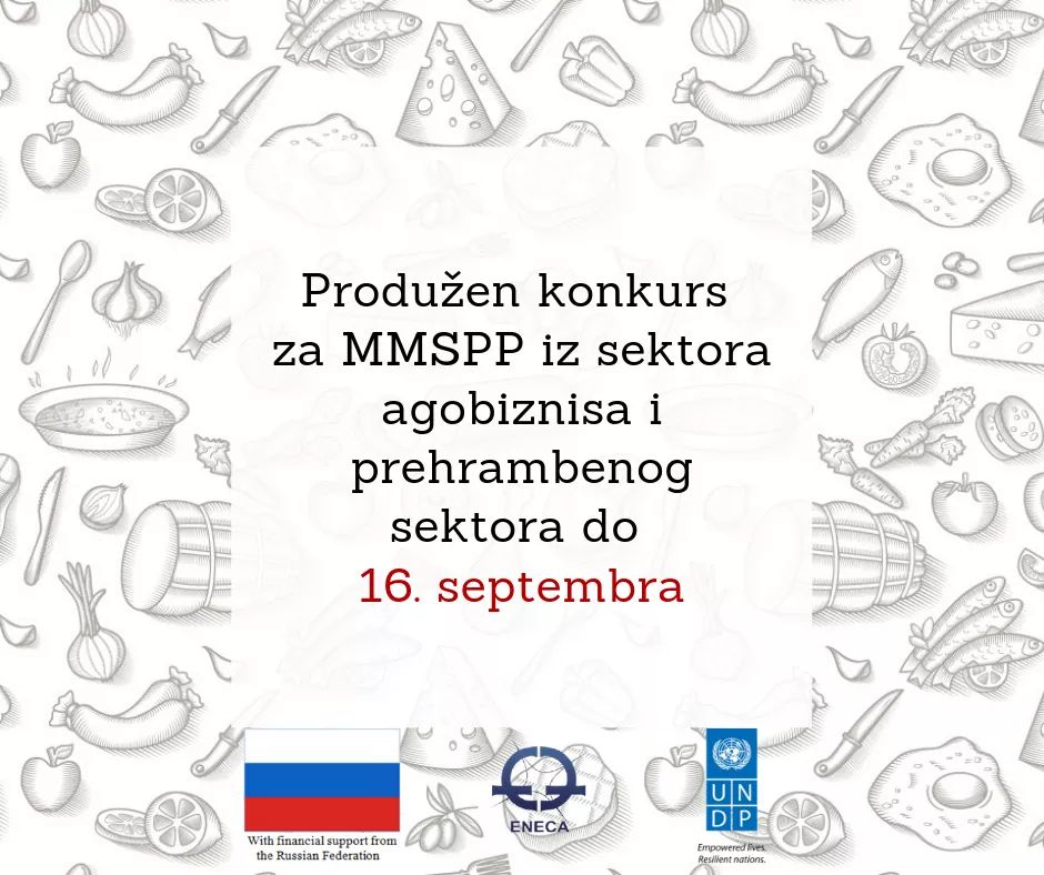 📣 Produžili smo rok za apliciranje na konkurs za MMSPP iz sektora agobiznisa i prehrambenog sektora do 16. septembra!
Više informacija o konkursu i načinu prijavljivanja: 👉eneca.org.rs/index.php/en/n…
<a href="/UNDPSerbia/">UNDP in Serbia</a>