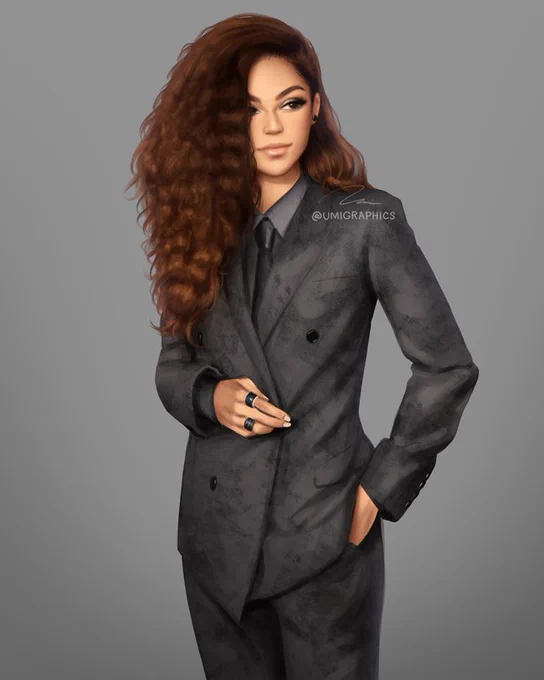 Photo study of @zendaya wearing a suit 