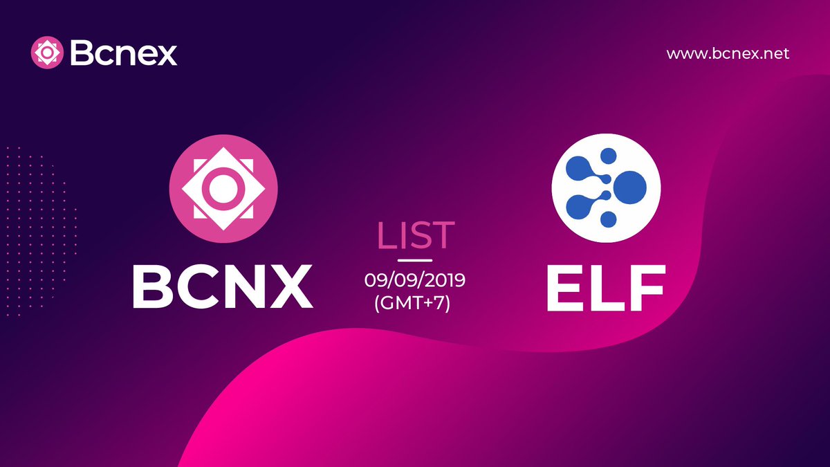 bcnex_net's tweet photo. #Bcnex #Bcnx #aelf #ELF #Listing 
📢 aelf (ELF) Gets Listed on BCNEX 
📢 Trading pairs: ELF/BTC, ELF/ETH and ELF/USDT
📢 Deposit time: 09/09/19, 16:00 (GMT+7)
📢 Trading time: 09/09/19, 17:00 (GMT+7)
📢 Withdrawal time: 09/09/19, 17:00 (GMT+7)
📢 More: https://t.co/KHHv06gero https://t.co/YzHlBxnV2W