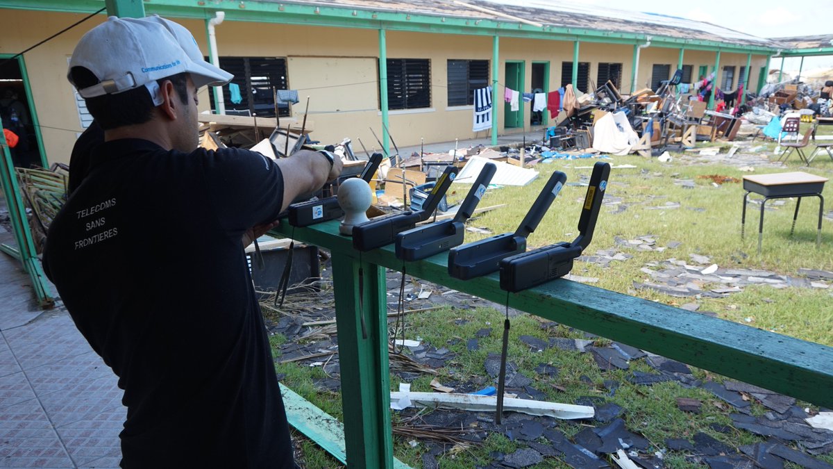 TSF_Intl's tweet photo. Many victims of #HurricaneDorian in Abaco have family living in other islands of #TheBahamas or even in foreign countries. Many of them have not been able to talk to their loved ones yet. TSF was able to give them this opportunity conducting the first HCO #TSF_DisasterResponse https://t.co/iUItSU5gcz
