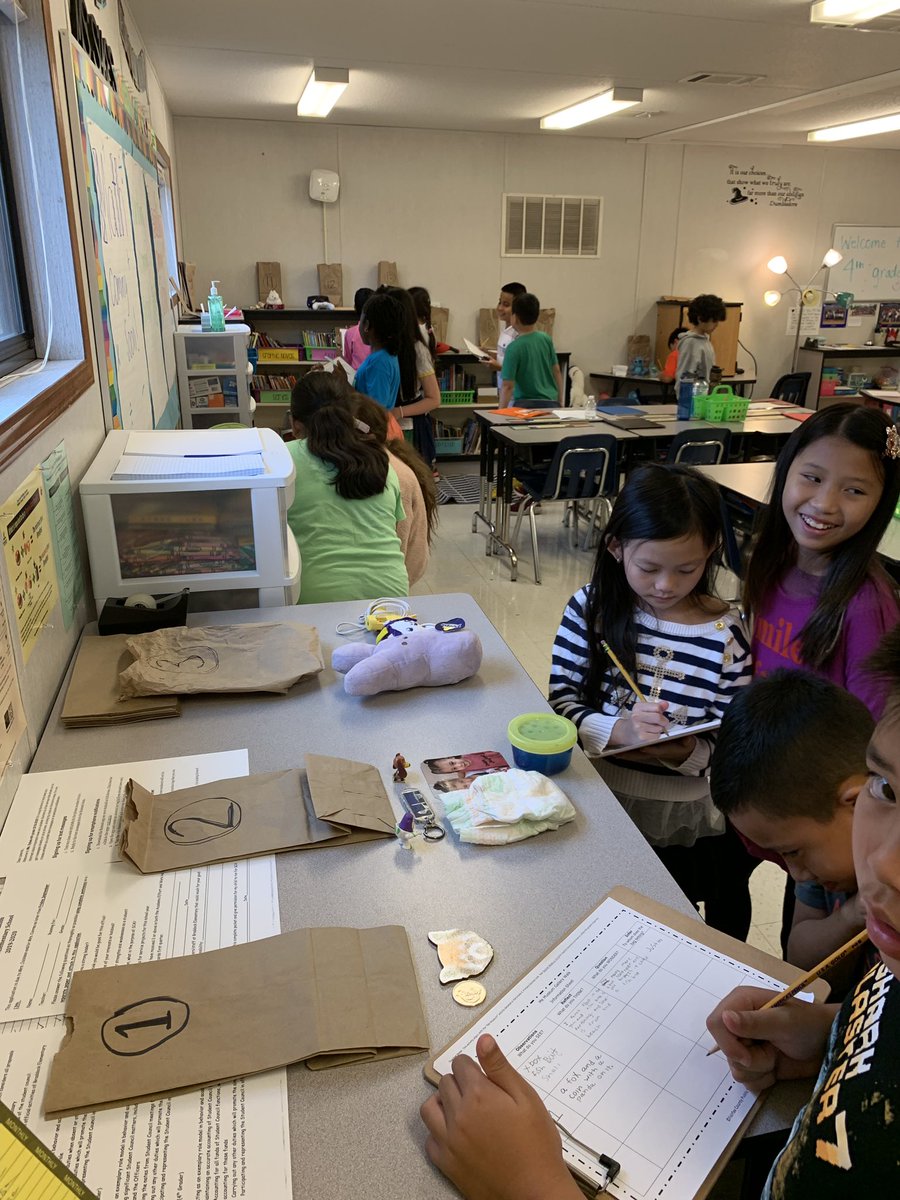 misssykes45's tweet photo. Last week, students examined and analyzed primary sources while learning more about our new classmates in our very own Me Museum. Students brought in an important artifact, document, and image and together we inferred who’s bag belonged to which student. @BraddockElem @FCPSR2 https://t.co/sPv3yWEeyJ