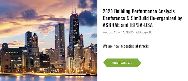 IBPSA_USA's tweet photo. 2020 BPAC and SimBuild -- Abstract deadline extended to 9/13. @ashraenews and IBPSA-USA will host their fourth joint conference August 12-14, 2020 in Chicago, and a call for papers is now underway. Learn more and get your abstracts in now! https://t.co/wDw4OwljaO https://t.co/QH9vcjewKl