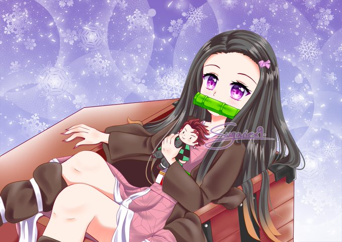 Sugar l Forgetful CatさんがTwitterに投稿した竈門禰豆子(鬼滅の刃)のイラスト。