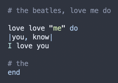 _bagrat's tweet photo. my first #Ruby poem...

...try the #gist, it actually works
https://t.co/7g2XYFxkd1 https://t.co/XAinaItOdD