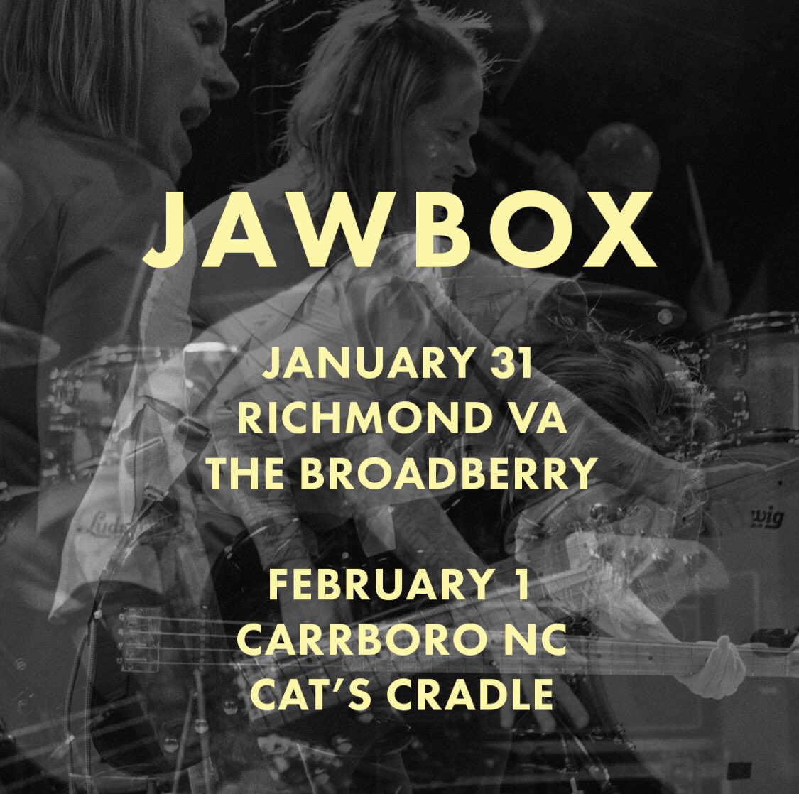 jawboxofficial's tweet photo. We so enjoyed the #impartialoverview tour that we decided to add more shows! Tickets will be available via our shows page. Link in bio for more info. #kimcoletta #jrobbins #billbarbot #zachbarocas #jawbox #jawboxband #tourlife (📷: Greg Scranton) https://t.co/ID8dt7S57P
