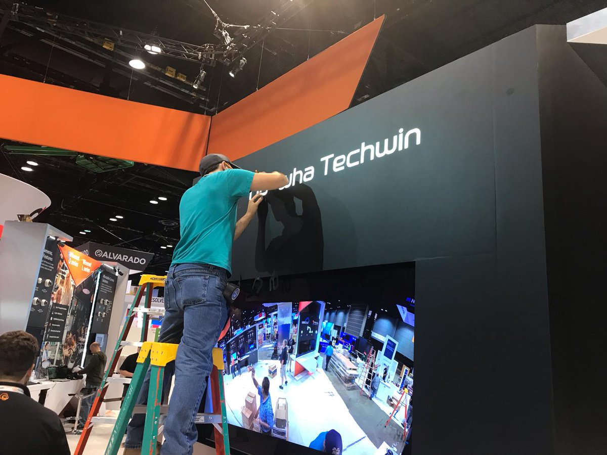 HanwhaVision's tweet photo. What a difference a day makes! We’re getting closer to #gsx2019 and the booth is coming along nicely. Be sure to visit us tomorrow to see the finished product and our great cameras. https://t.co/LPsLVWrBzs