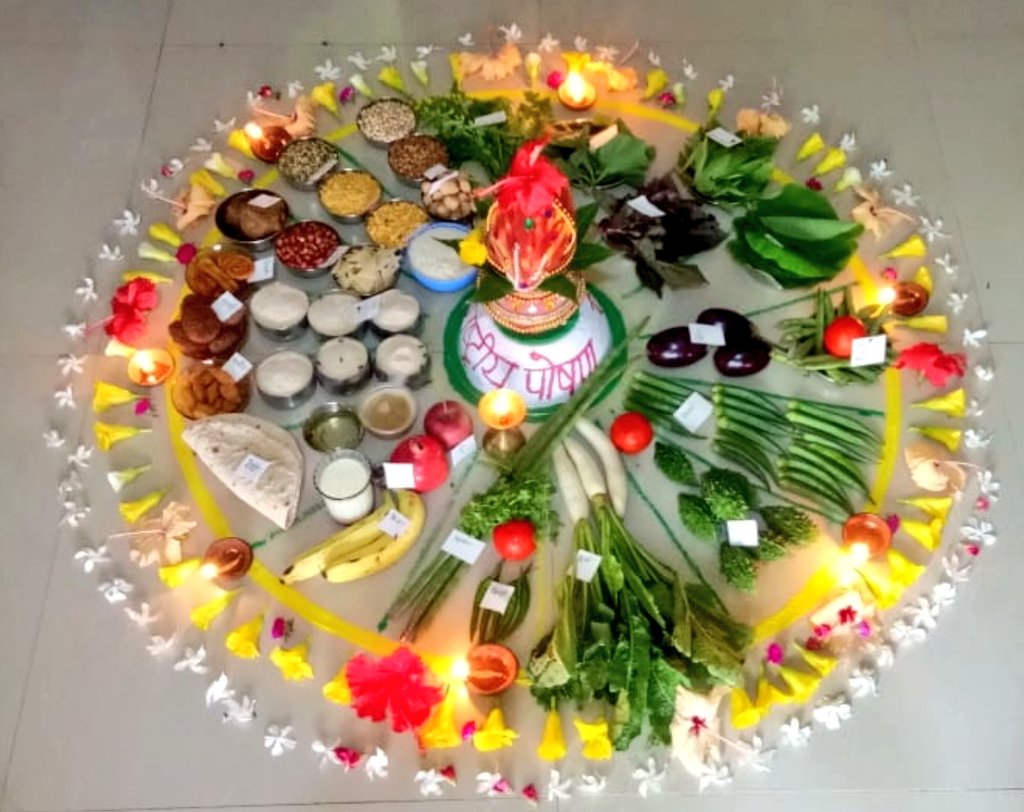 navpandey1981's tweet photo. "हर घर पोषण तिहार " आगंनबाड़ी में सब्जियों और अनाज से आकर्षक रंगोली बनाकर पोषण अभियान के पांच सूत्रों की जानकारी कार्यकर्ता द्वारा दी जा रही #sahiposhandeshroshan
#PoshanAbhiyaan  #PoshanMaah2019 @WCDCgGov @MungeliDist @mishrapreetu @MinistryWCD  @wcdposhancg @Sajjan95 https://t.co/IUNMgX3bz4
