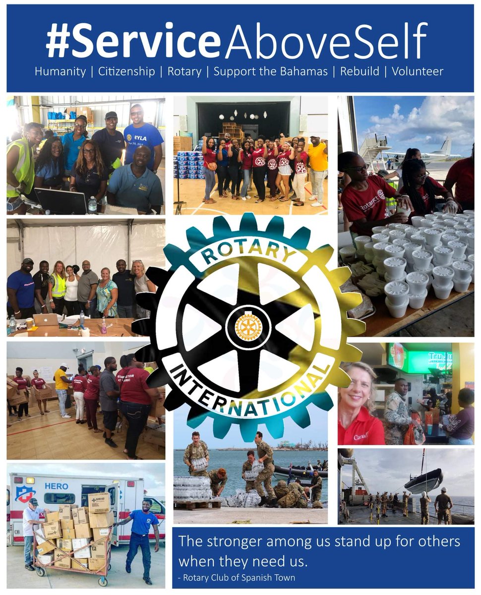 Rotary_SpTown's tweet photo. #ServiceAboveSelf #Humanity #Citizenship #Community #GlabllyConnected #Bahamas #Support #Rebuild #Rotary #District7020 #RotaryInternational

The stronger among us, stand up for others when they need us.
- #TheRotaryClubOfSpanishTown https://t.co/VPyUfPLUy4