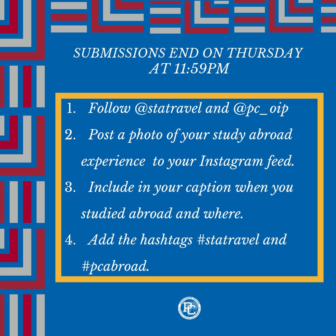 PC_OIP's tweet photo. 📸Study Abroad Photo Contest📸⁣
⁣
Prize: $150 travel voucher from STA Travel⁣
⁣
Contest period: September 9th-12th (submission ends 11:59 pm) https://t.co/SQoQK00mZl