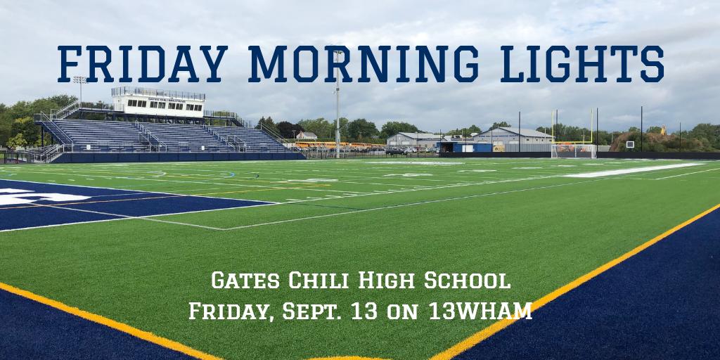 GatesChiliInfo's tweet photo. Reminder for @GatesChiliHS @GCSDSpartans students: Don't forget your uniform or spirit wear for the first #FridayMorningLights of the season on @13WHAM and @FoxRochester! @MSchwartzWHAM 📺🥳 https://t.co/NFstqnBrUd