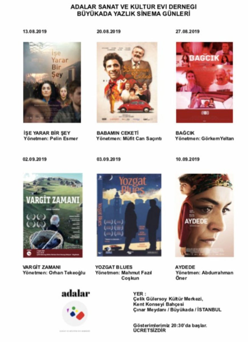 "Aydede" Yarın  20.30'da "Büyükada" Çelik Gülersoy Kültür Merkezi bahçesinde ve yönetmen Abdurrahman Öner'in katilimiyla gösterilecektir. #abdurrahmanöner#aydedefilm