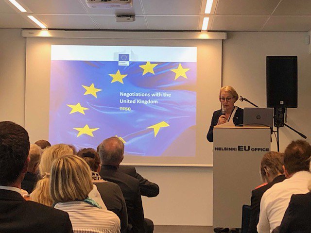 SaaraHarjula's tweet photo. First ever #NordicUniDays in Brussels @HelsinkiEU. Today's programme; Vice-rector @JaakkoAspara @Hanken_fi hosting the #HorizonEurope meeting with Director General @JEPaquetEU & @AaltoUniversity Dean @KruusKristiina chairing the topical meeting on #Brexit with #TF50 members https://t.co/zcvJWEIPtr