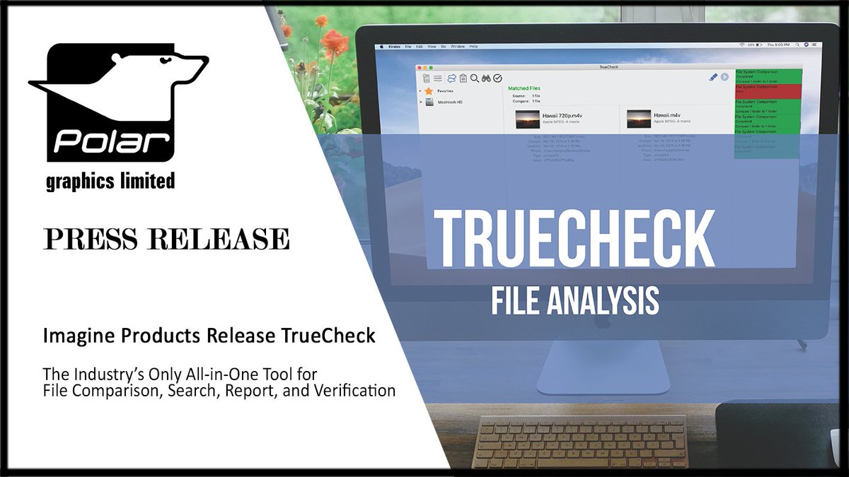 PolarGraphics's tweet photo. PRESS RELEASE: @imagineproducts have released TrueCheck, their new file analysis application

Link to Press Release: https://t.co/C8XC4PVAuD

Pop by their stand @IBCShow 7.A30 for a live demo!

#TrueCheck #IBCshow #IBC2019 #ImagineProducts #FileAnalysis #PressRelease https://t.co/fwOsO3rnbX