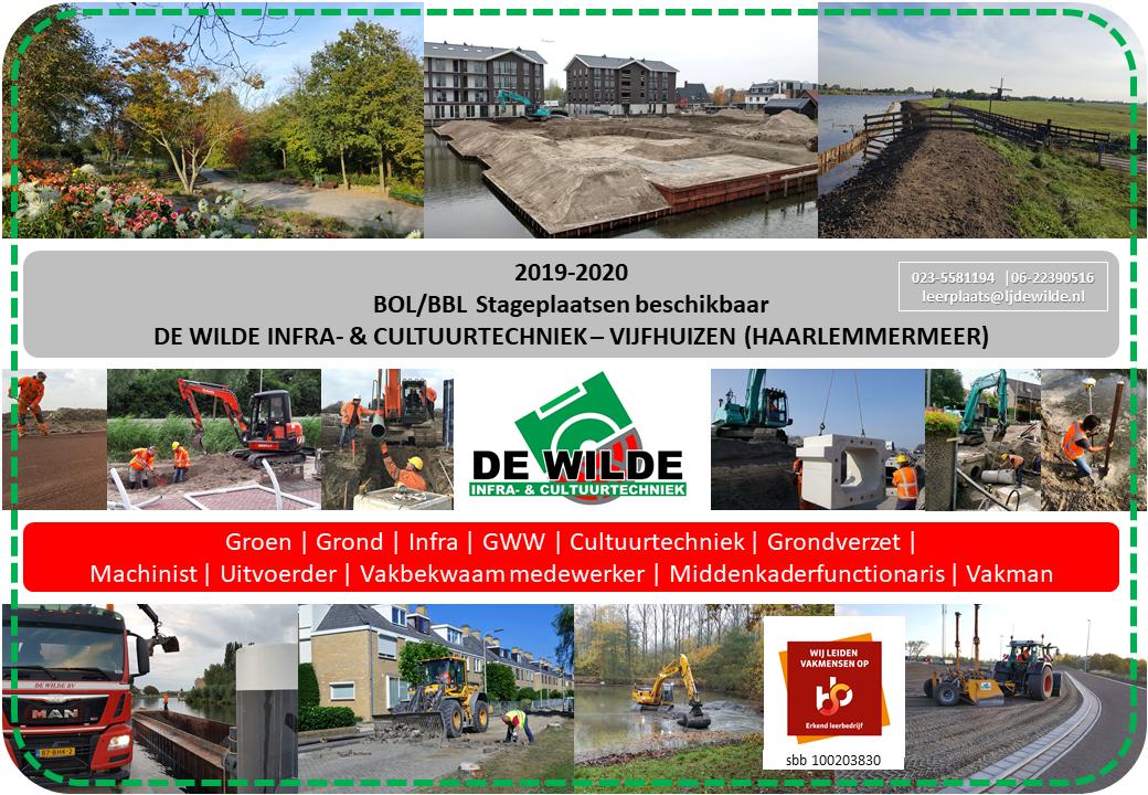 DW_Groep's tweet photo. 2019-2020 | BOL/BBL Stageplaatsen beschikbaar.

Bel 023-5581194 of mail leerplaats@ljdewilde.nl

#Groen #Grond #Infra #GWW #Cultuurtechniek #Grondverzet #Machinist #Uitvoerder #Vakbekwaammedewerker #Middenkaderfunctionaris #Vakman #Haarlemmermeer https://t.co/twqLkeUykC