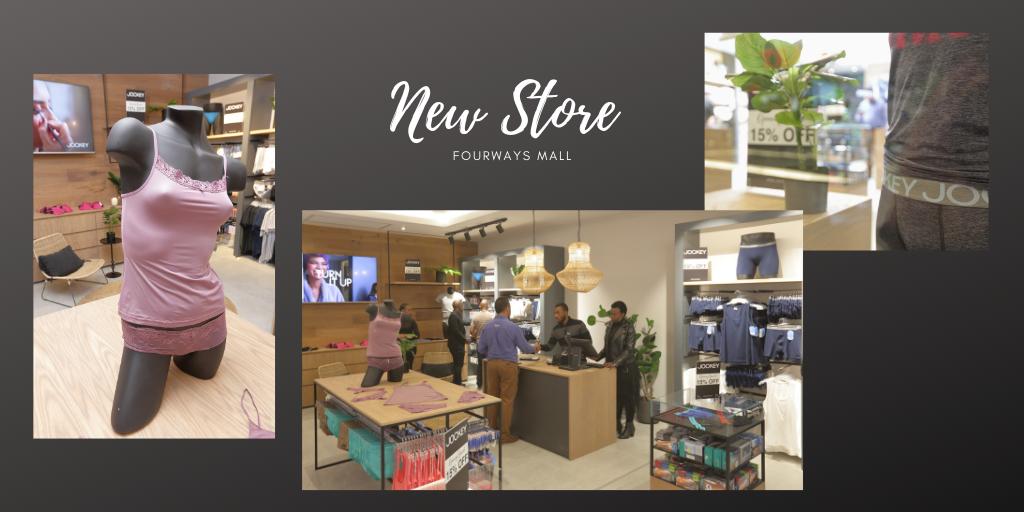 We are excited to announce that our New Store in Fourways Mall is now open 
Trading hours are:
Monday - Saturday
9am - 8pm 
Sundays and public holidays 
9am - 5pm  
#jockeysa #fourwaysmall #Newstore