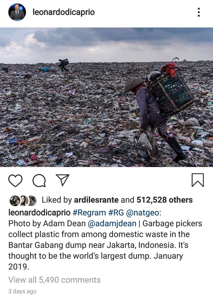 ndorokakung's tweet photo. Leonardo DiCaprio menayangkan foto ini di akun Instagramnya tiga hari yang lalu. Apa yang terlintas di benak kita? Bantar Gebang menembus Hollywood? https://t.co/yW38Dys8mE