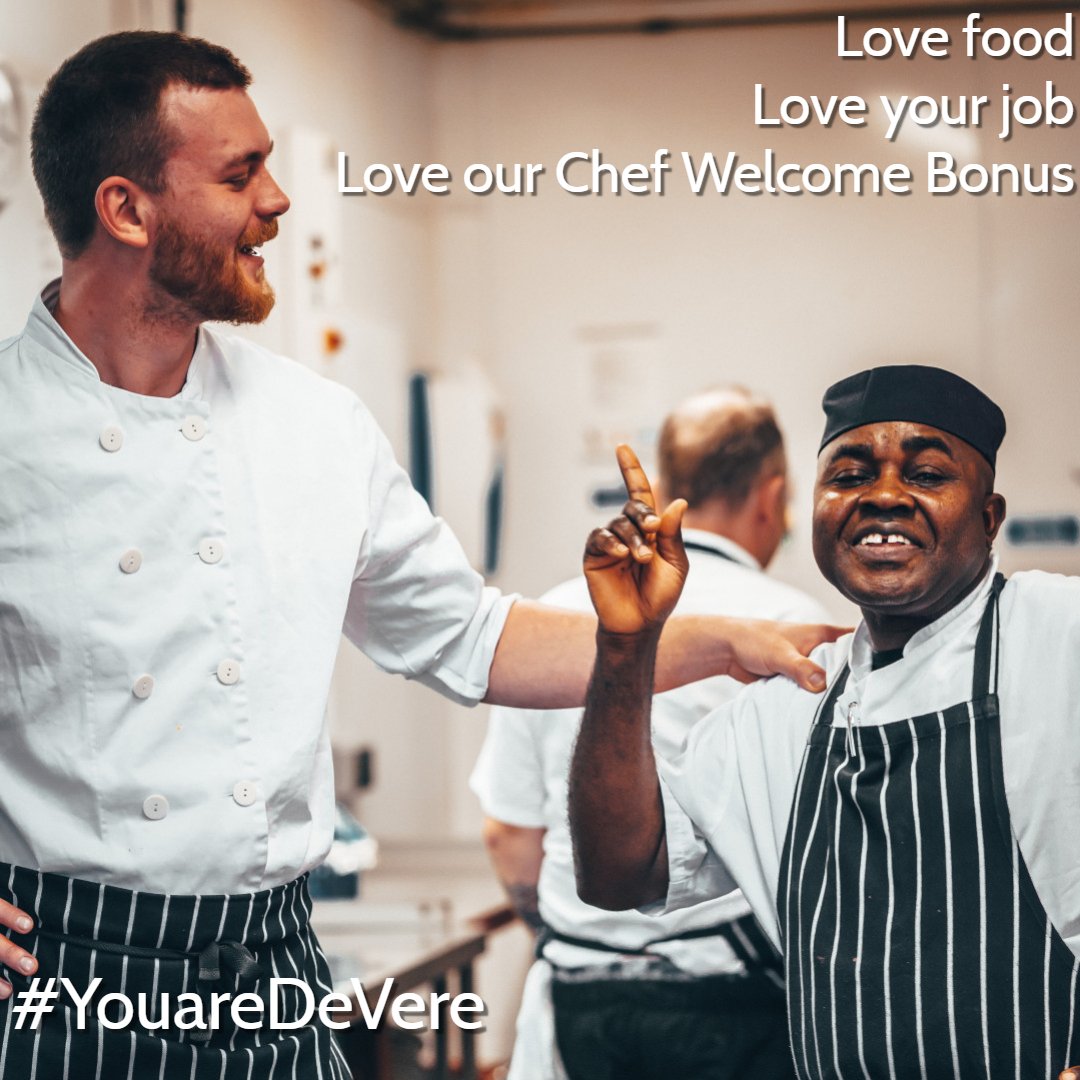 * CHEF *

If you are thinking about about a new opportunity then check out a career with De Vere. 

Click here to see our live vacancies bit.ly/2XzxmeR and look out for our Chef Welcome Bonuses! 

#YouareDeVere #ChefJob #chefsocial #Hospitality