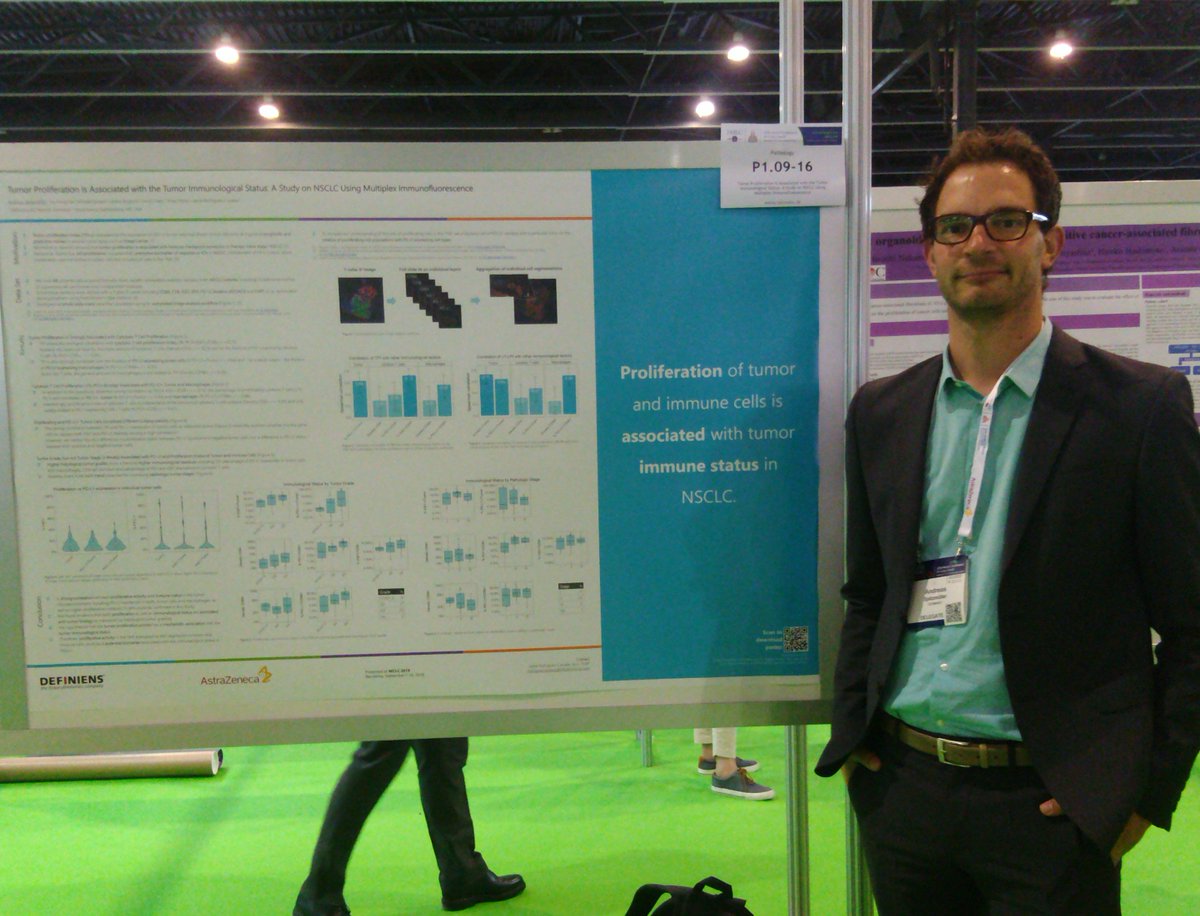 Here's Dr. Andreas Spitzmueller yesterday at #WCLC2019 with his poster: Tumor Proliferation Associated with #Tumor Immunological Status: Study of NSCLC Using Multiplex Immunofluorescence. Thanks to everyone who came by yesterday! wclc2019.iaslc.org
