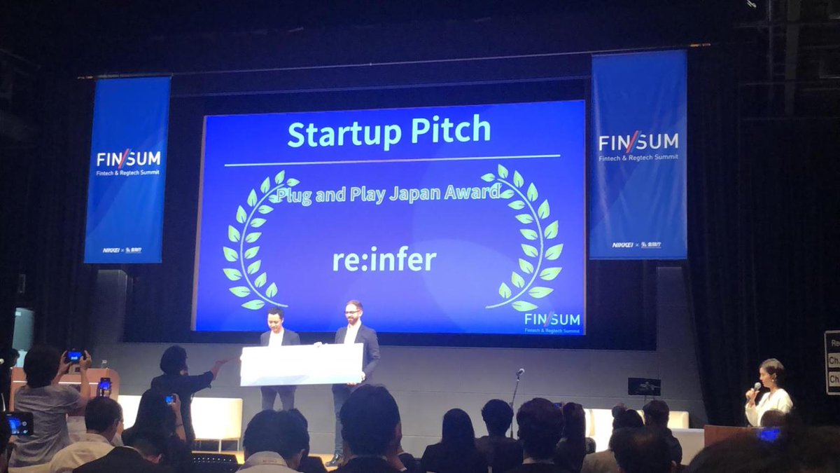 <a href="/reinferio/">Re:infer</a> wins Best Startup at #FinSum Tokyo. Our CRO <a href="/S_A_Mackintosh/">stephen mackintosh</a> accepting the award 🚀🚀🚀 #ai #fintech #reinfer