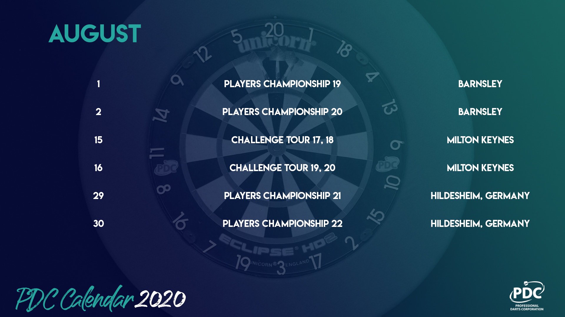 PDC Darts on Twitter "The PDC Calendar 2020 is here 🙌 Over 150 days of