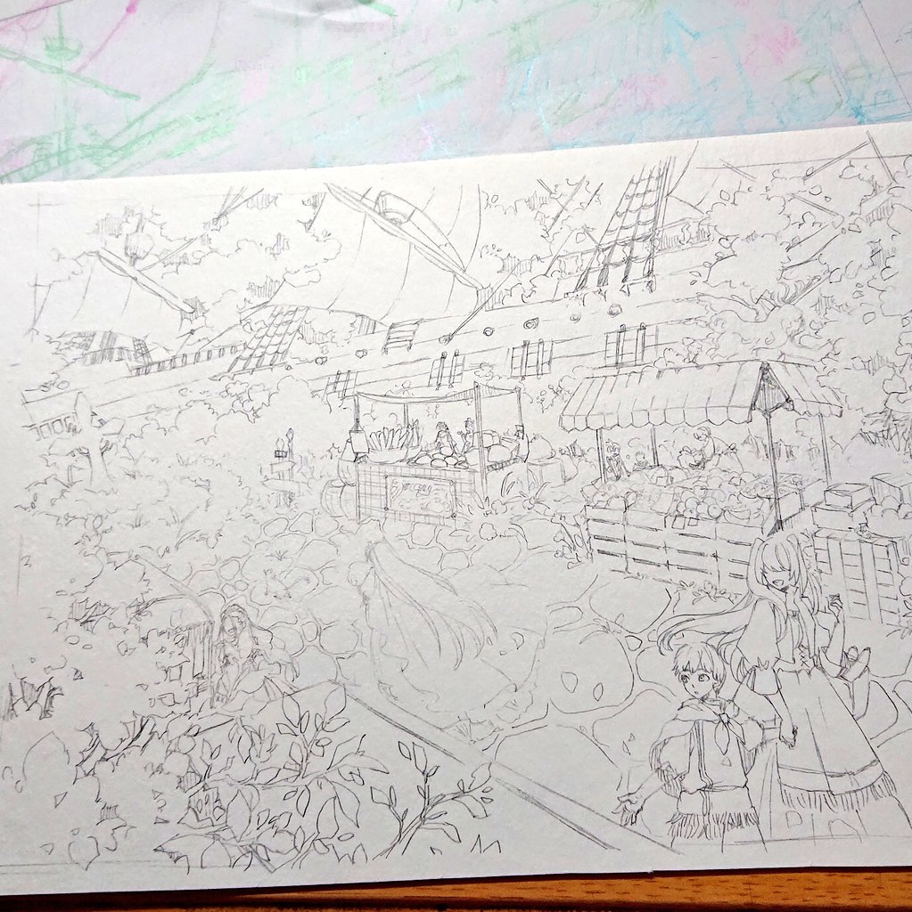 ラフ→下書き→線画。
#ガチ制作会 