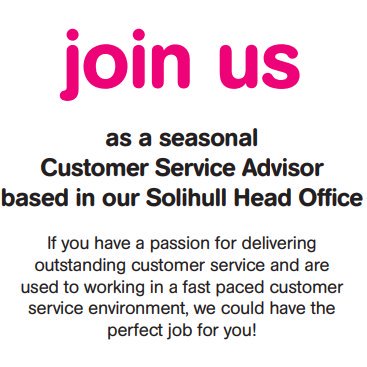 hmvUKHelp's tweet image. We have an exciting new opportunity at our Solihull head office for a Seasonal Customer Service Advisor. Please visit careers.hmv.com for more information! 

#JobHunting #Recruiting #hmv #CustomerService