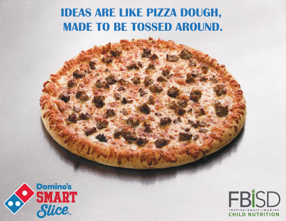 FBISDFoodie's tweet image. Ideas are like pizza dough, made to be tossed around! 
Pick up your Smart Slice for lunch today at your High School Campus!
#FBISDFoodie #SmartSlice