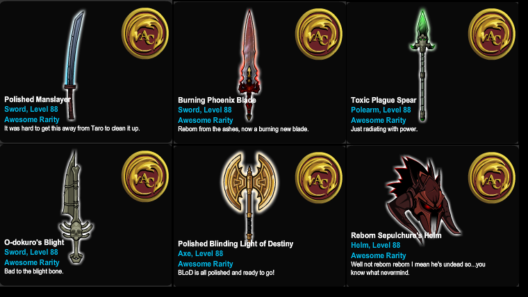 DecimusVanGurren on Twitter: "@AQW_News_Reddit These are the rest of the rewards from other Cysero's quests, minus the Doomblade. In hindsight, these new quests are a missed opportunity, @Alina_AE. You can put