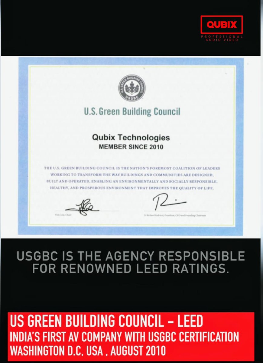 qubixtech's tweet photo. @qubixtech is India's first AV company with U.S Green Building Council Certification.
#qubix #GoGreen #environment #MotherEarth 
#audio #Video #lighting #technology https://t.co/x5iuFVNNiY
