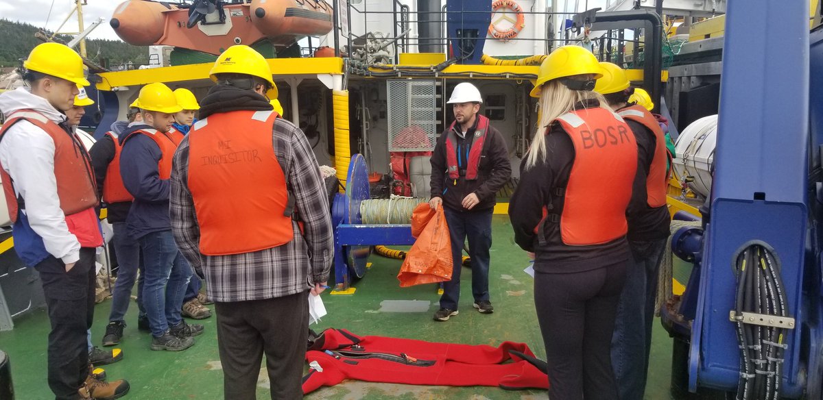 GeorginaMBishop's tweet photo. Safety first!! Morning brief before undocking this morning @marineinstitute #mioceanmapping https://t.co/vHjPdxPrU2