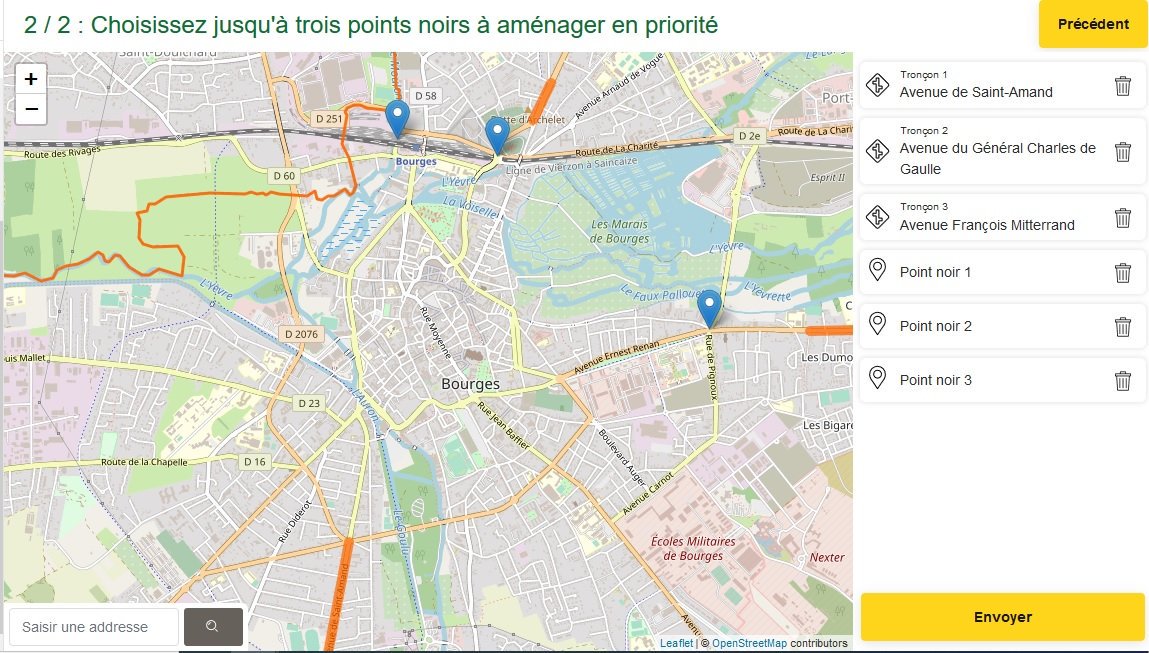 MonCherVelo's tweet image. Nouveauté 2019 du baromètre les villes cyclables de la @FUB_fr, une carte qui permet de pointer :

📌 3 axes à aménager en priorité
📌 3 points noirs à traiter en priorité

Bravo la FUB, vous faites vraiment un taf extra 👌😍
#baromètrevélo #planvélo #solutionvélo #Bourges #Cher