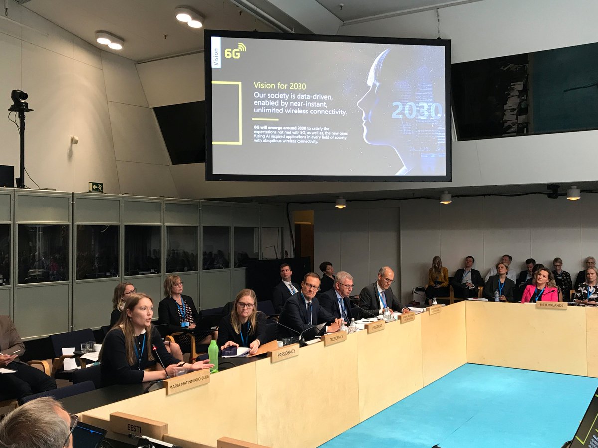 <a href="/janne_kankanen/">Janne Känkänen</a> <a href="/nokia/">Nokia</a> <a href="/rsiilasmaa/">Risto Siilasmaa 🇫🇮🇺🇦</a> Dr. Sc. (Tech), Ph.D. Marja Matinmikko-Blue <a href="/BlueMarja/">Marja Matinmikko-Blue</a> <a href="/UniOulu/">University of Oulu</a> gave a presentation on a research project on 6G technology <a href="/6Gflagship/">6G Flagship</a> at the informal meeting of the High Level Working Group on #Competitiveness and #Growth in Helsinki. #HLGcompet #EU2019FI