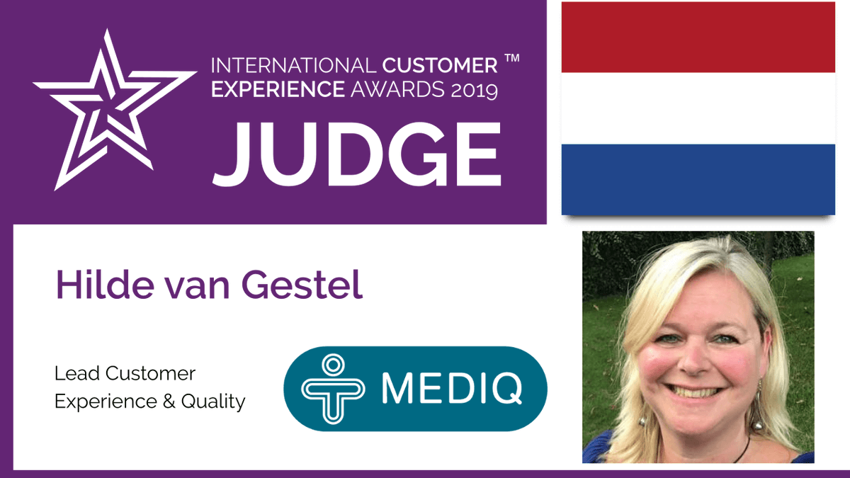 Delighted to have experts in the industry judging at the International Customer Experience Awards 2019 #IntCXAwards. Meet <a href="/GestelHilde/">Hilde van Gestel</a> Lead Customer Experience &amp; Quality at <a href="/Mediq/">Mediq Nederland | Wij brengen zorg bij u thuis</a> #IntCXAwards #Amsterdam #Judge #Awards internationalcxaward.com/meet-the-judge…