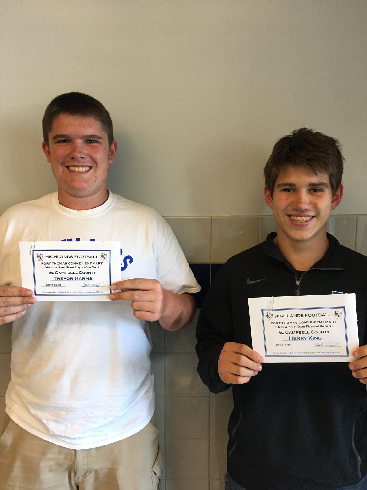 Highlands Football on Twitter "Congratulations to Trevor and Henry! They were our Week 3 Scout