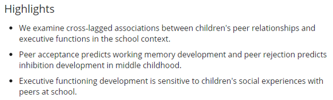 Executive function in the school context: The role of peer relationships doi.org/10.1002/icd.21… authors: <a href="/LecceSerena/">SerenaLecce</a> <a href="/unipv/">Università di Pavia</a>