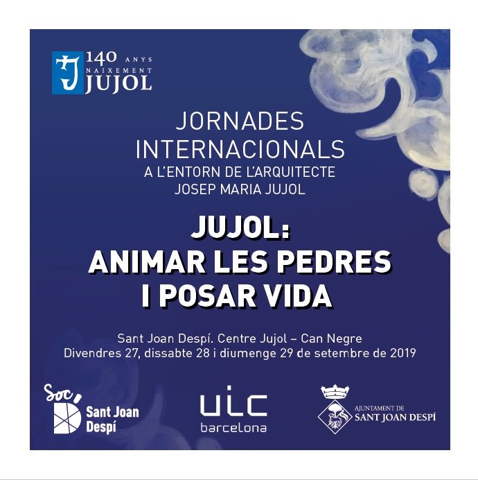 #Jujol140 
"Jujol: Animar les pedres i posar vida" és el títol de les Jornades Internacionals que es realitzaran al Centre Jujol-Can Negre del 27 al 29 de setembre. Diferents especialistes debatran sobre l'obra d'aquest gran arquitecte.

Més informació: jujol140.cat/es/jornadas-in…