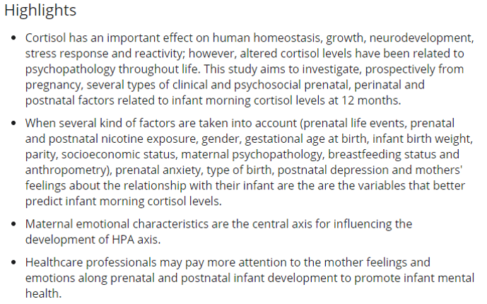 The role of maternal emotional states during pregnancy and early infancy on infant cortisol levels: A prospective study doi.org/10.1002/icd.21…