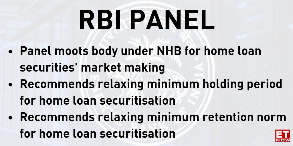 ETNOWlive's tweet photo. #RBIPanel recommends clarifying #tax treatment on home loan securitisation
@RBI https://t.co/R90A0sFXGB