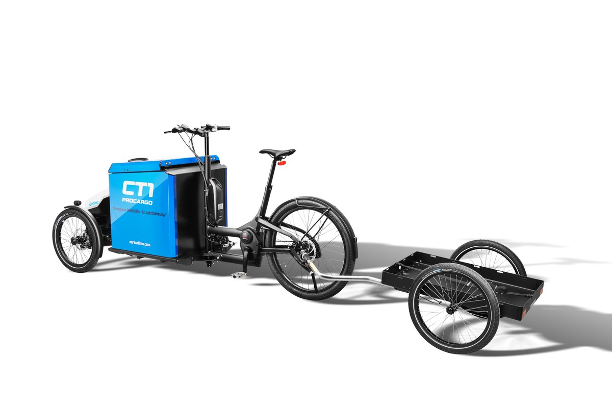 SortimoGmbH's tweet photo. #Sortimo #Lastenfahrrad #ProCargoCT1 jetzt auch mit #Anhänger! 
Zusammen mit dem Anhänger gilt das ProCargo CT1 als elektrisches Schwerlastenfahrrad, welches das @BAFA_Bund mit 30 % der Ausgaben für die Anschaffung, max. 2.500 Euro, fördert.
Weitere Infos https://t.co/Dd9cnD1CwT https://t.co/TtmdLEmdeQ