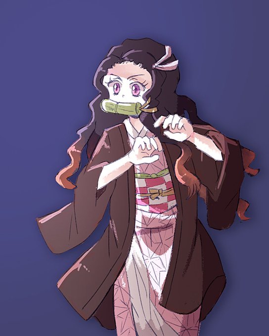 小津沼静葉（おっつー）@スプケ27「プ75」さんがTwitterに投稿した竈門禰豆子(鬼滅の刃)のイラスト。