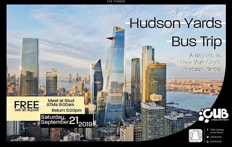 Hudson Yards Bus Trip goes on sale TODAY at 11am-2pm!! Stop by the box office to get your tickets! #CUBTravel