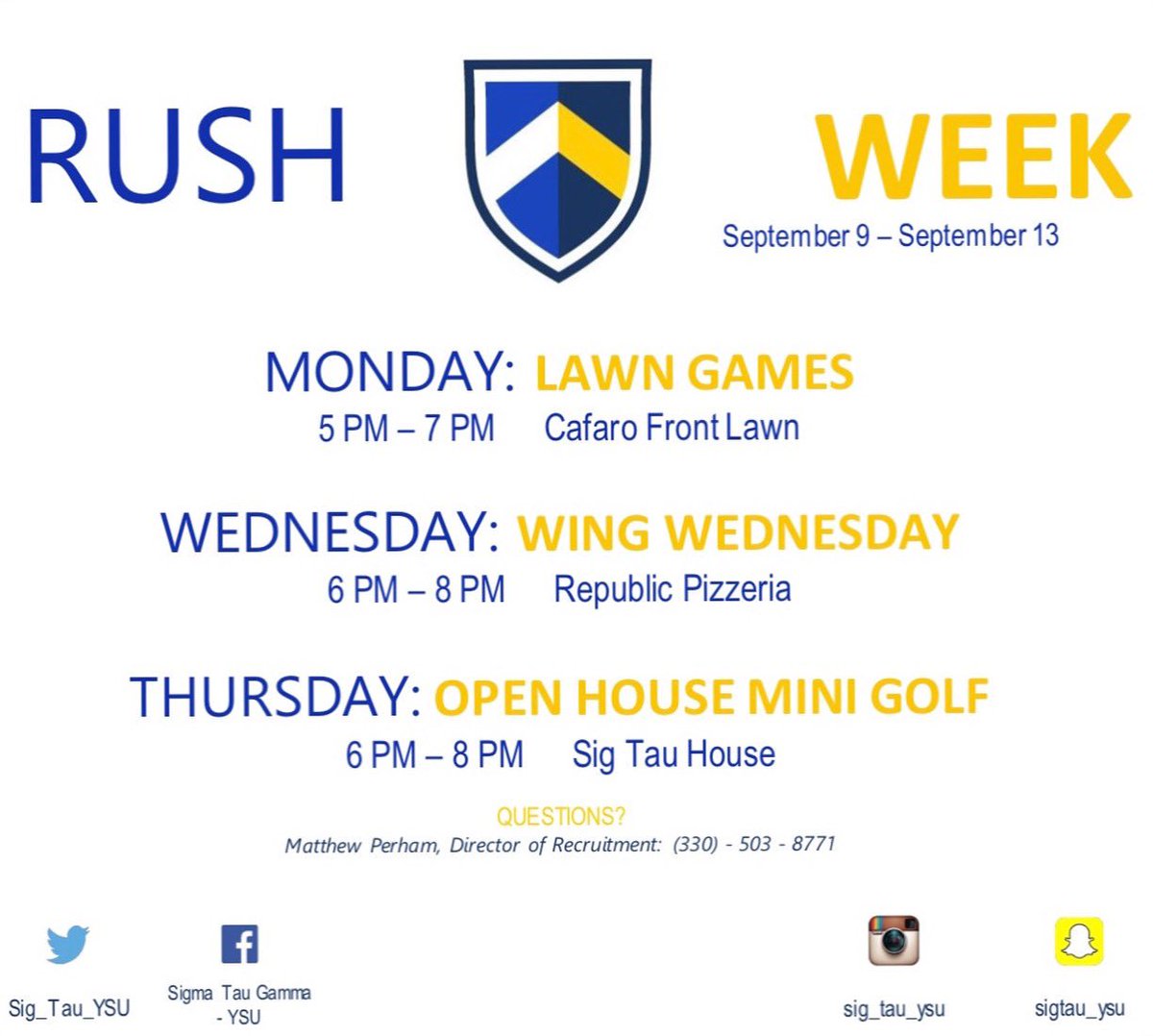 Rush week has officially kicked off! Come down and see what the men of Sig Tau are about✊🏼