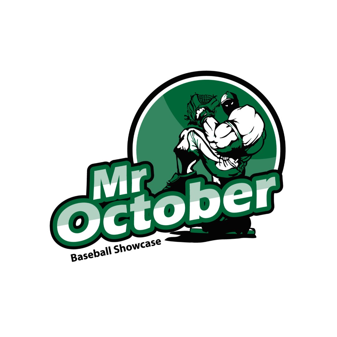 Baseball Showcase hosts its largest event of the year October 4th with the Mr. October Tournament.  Make sure to book this one EARLY as we will SELL OUT. Also, we are taking pre-ordered shirts with this logo.  DM sizes!