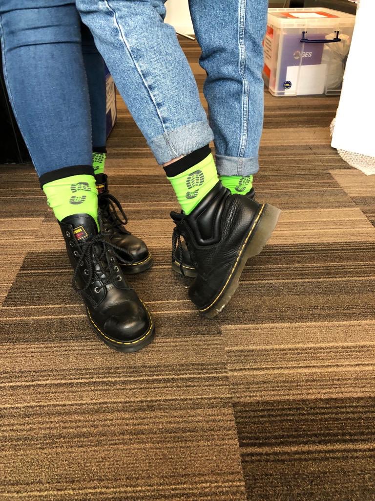 OpsSquad's tweet image. Ops Squad socks taking off at @EasyfairsPACK with @Easyfairs  &amp;amp; @GESGlobal !! 💚🖤